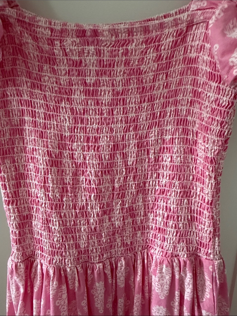 8 Oak Lane Smocked Pink Flutter Sleeve Tiered Maxi Dress - Picture 5 of 5